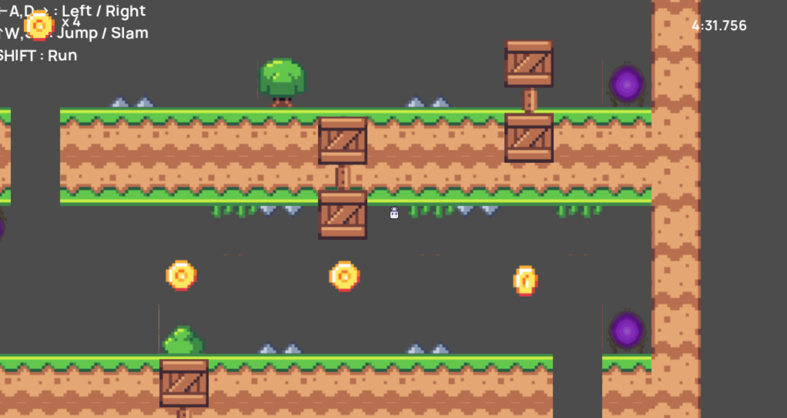 Downside-Up gameplay showing a course of floating platforms.