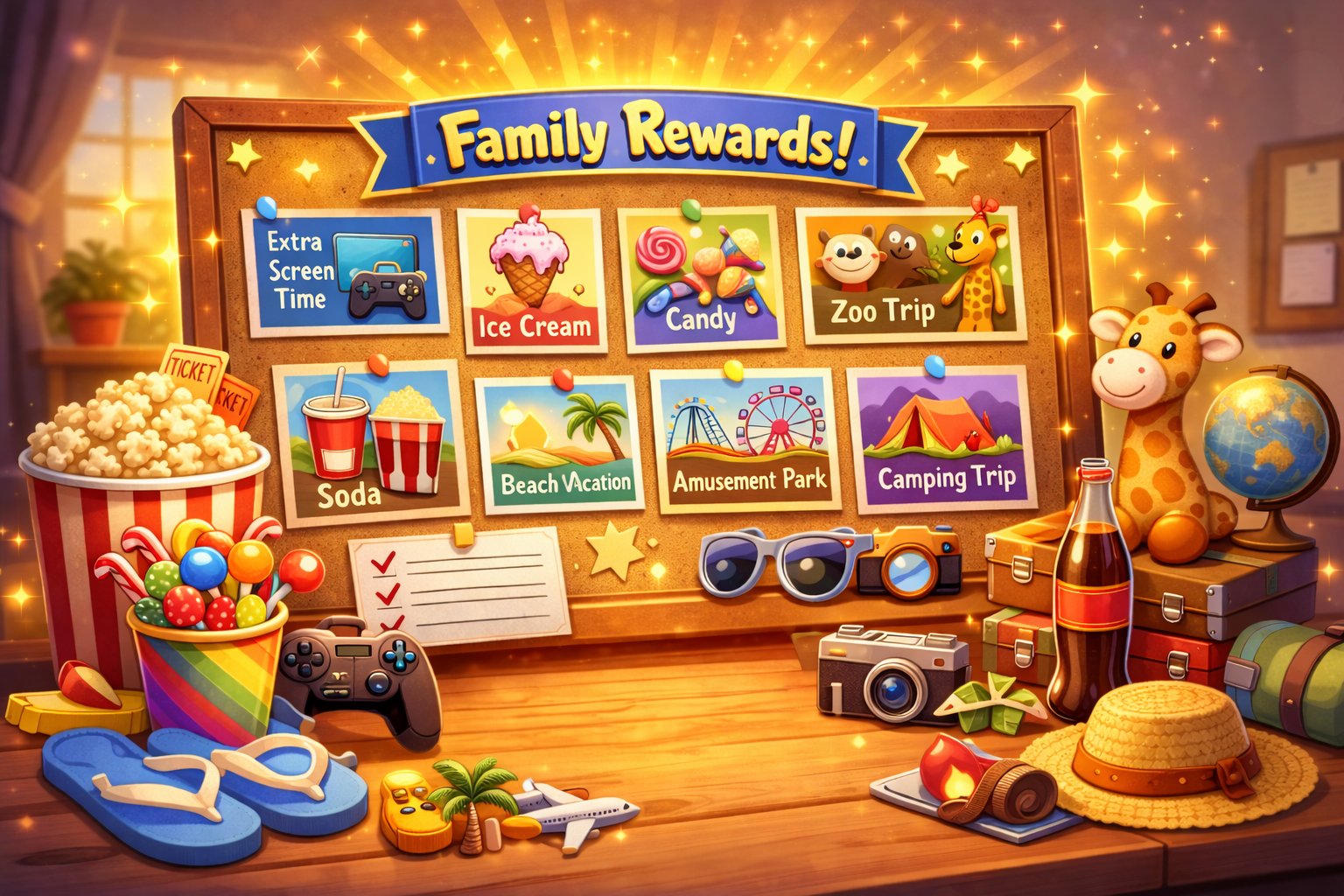 Family Chores rewards and family progress screen.