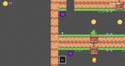 Animated Downside-Up gameplay showing the player flipping between platforms.
