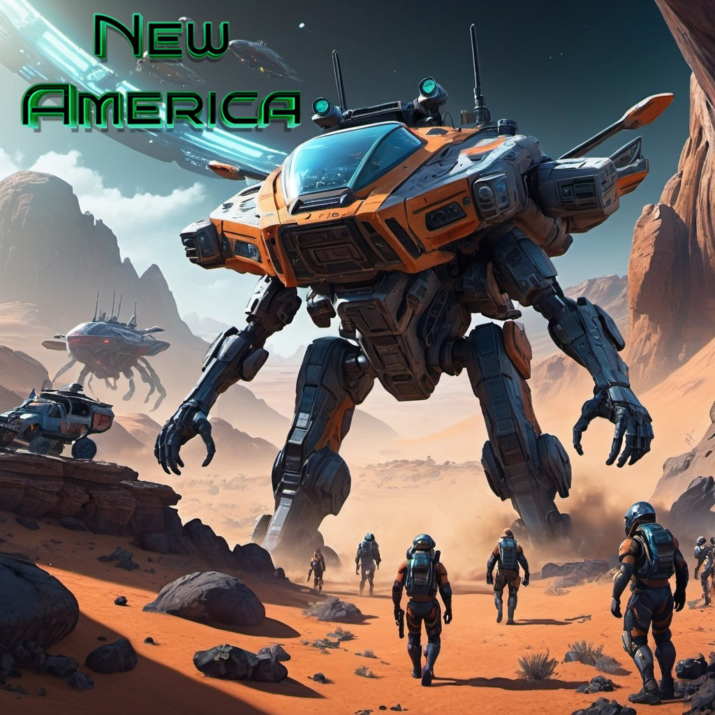 New America key art showing a settlement spread across a wide alien valley.